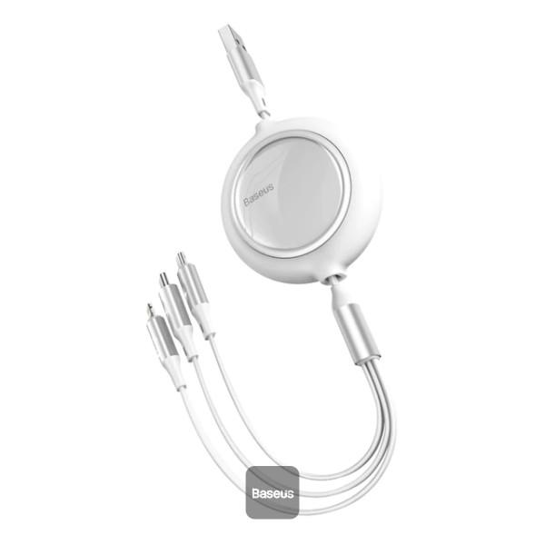 BASEUS ONE-FOR-THREE RETRACTABLE DATA CABLE USB TO M+L+C3 5A